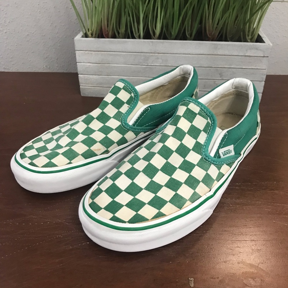 VANS | Classic Checkboard Slip-On | Green / White | Men’s | Size 6 |